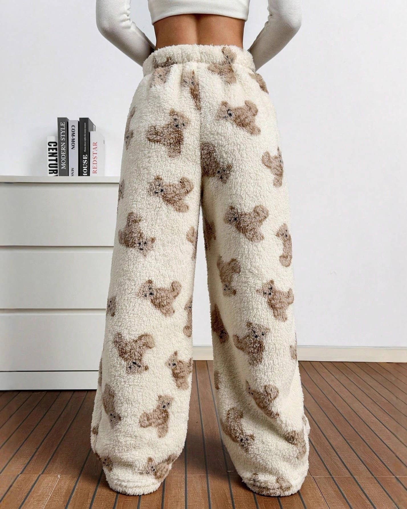 Rosa Clothing - Wholesale Pants - Women's - Casual Bear Pattern Winter Furry Pants3