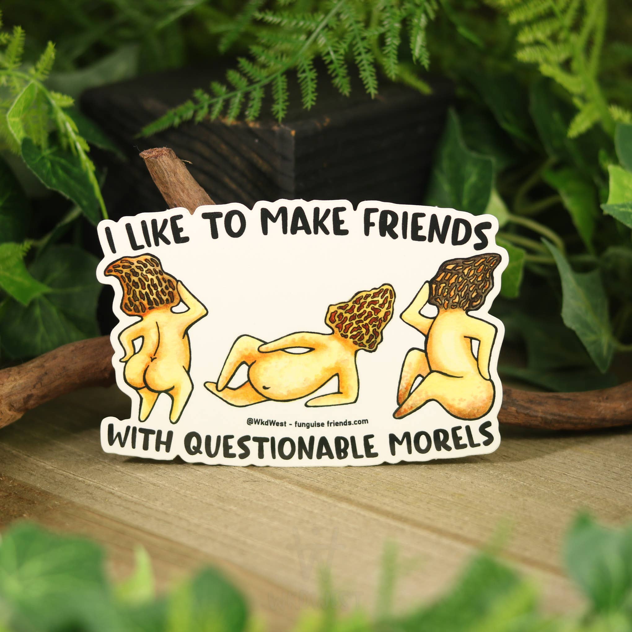 Funguise Friends by WkdWest - Wholesale Sticker - Vinyl Funguise® Bumper Sticker - Questionable Morels