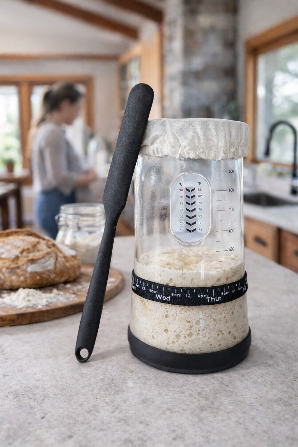 My Rustic Roots - Wholesale Baking Dish - 34oz Sourdough Starter Jar Kit, Feeding Tracker, Temperature1