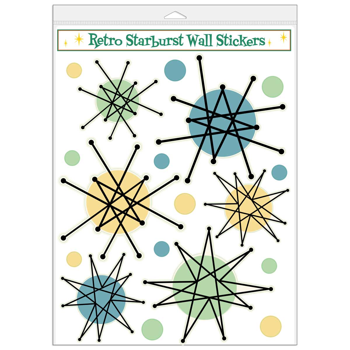 RetroPlanet – wholesale Wall decal/stickers – Retro Starburst Wall Stickers Retro Classic Set of 183