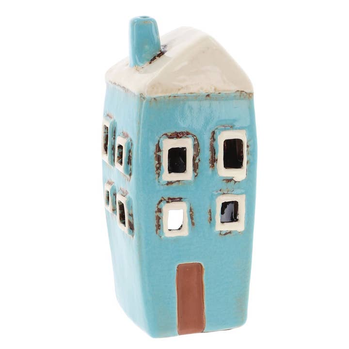 Joe Davies – Großhandel Teelichter – Village Pottery Tall House Mini-Teelicht, türkis
