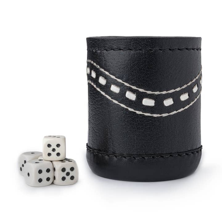 Dice Shaker Leather Dice Cup with 5 Dice for Yahtzee Game for wholesale by The Master Tanners