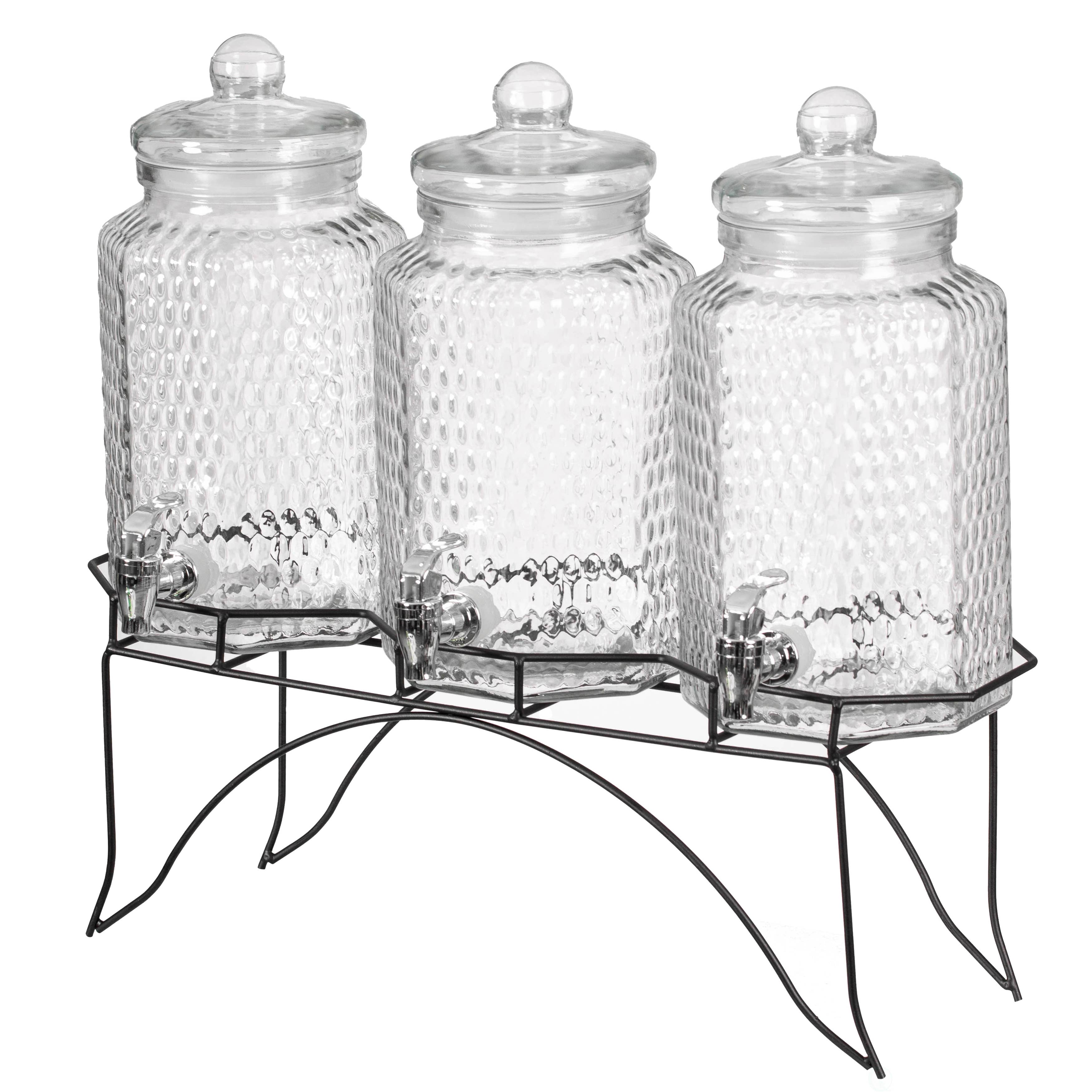 Quickway Imports - Wholesale Drink Dispenser - Basicwise 3-Piece Glass Drink Dispenser Set with Metal Stand7
