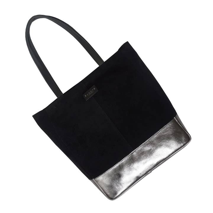 Assots London - Venta al por mayor Bolsa de asa- Mujer - Bolso tote «PAIGE» de piel auténtica negra+peltre metálico6