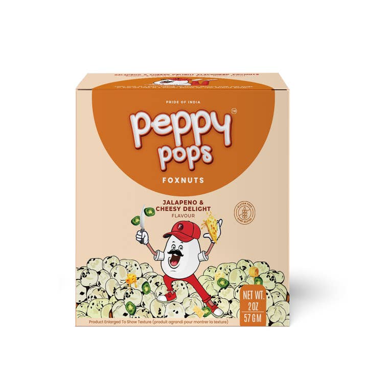 Peppy Pops Jalapeno & Cheesy Roasted Foxnuts (Makhana) 2 Oz for wholesale by PRIDE INDIA BRANDS