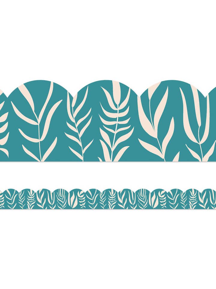 True to You Teal with Leaves Scalloped Borders for wholesale by Carson Dellosa Education