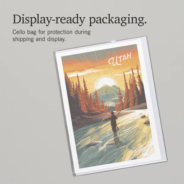 Lantern Press - Venta al por mayor Tarjetas de felicitación - TARJETA DE FELICITACIÓN Utah, Esto es Vivir, Pesca, Montaña6