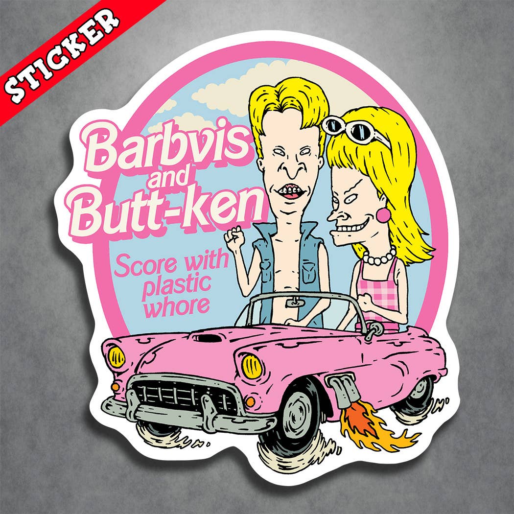 Monsters and Martians LLC – Großhandel Aufkleber – Beavis and Butthead Aufkleber Barbie Ken Hure aus Kunststoff, Rosa0