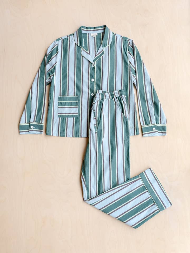 TBCo – wholesale Sleepwear set – Women's – Cotton Pyjamas in Blue Stripe7