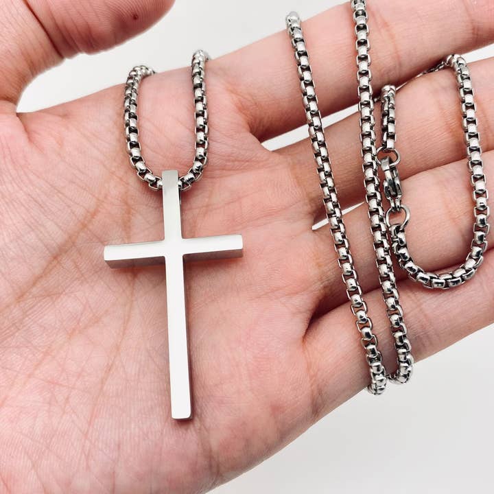 Mio Queena - Wholesale Pendant/Charm Necklace - Glossy Cross Stainless Steel Pendant Necklace - MJ/MNP