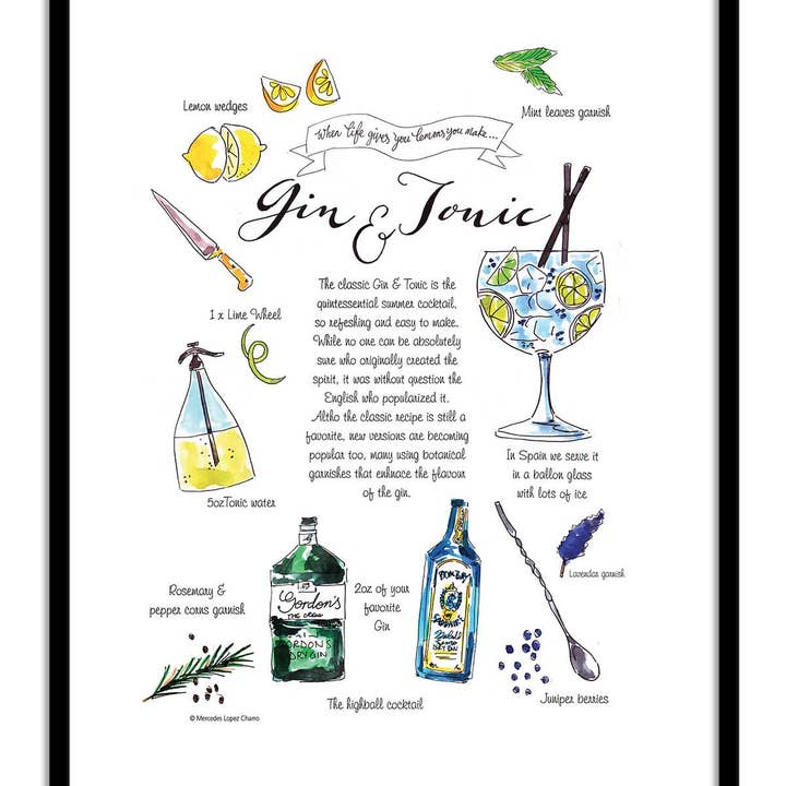 Wall Editions - Wholesale Poster - Art-Poster - Gin Tonic cocktail - Mercedes Lopez Charro1
