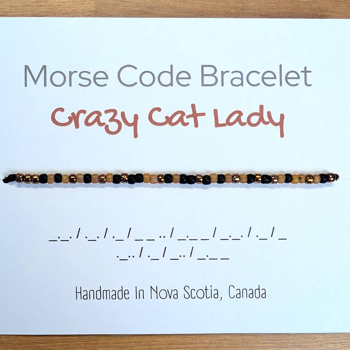 Crazy Cat Lady Morse Code Bracelet – Adjustable for wholesale by Harper House Studio