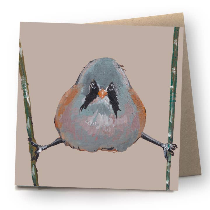 Bearded Tit Card | Eco | Recycled | Bird | Blank for wholesale by Ellwood Parker