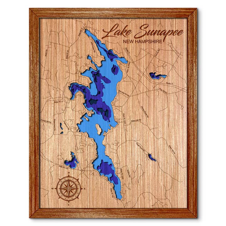 Mappa della Profondità del Lago Sunapee - Decorazione per Casa e Pareti per la vendita all'ingrosso da parte di Premier Gifts and More