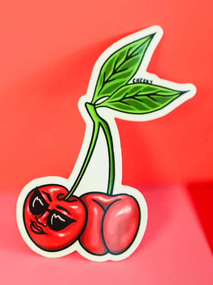 Cherry Booty Vinyl Sticker for wholesale by Cheeky Art Studio