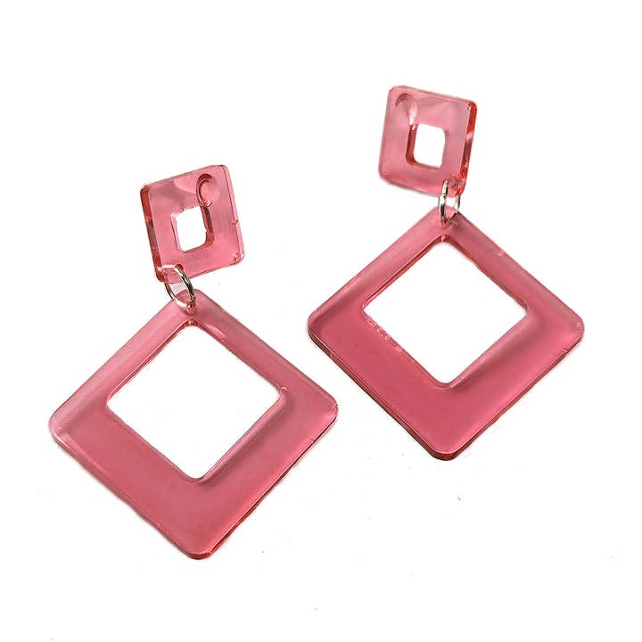 Gekleurde dikke grote dubbele diamanten oorringen van hars voor wholesale door Stylish Jewelry Supply