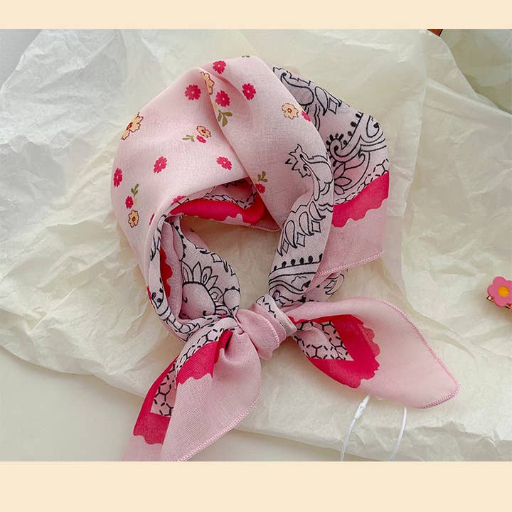 MKS America - Wholesale Bandana - Women's - pink fairy tale Floral Bandana Square scarf14