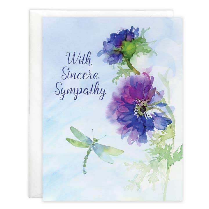 GINA B DESIGNS - Wholesale Sympathy Card - Sympathy Greeting Card - Blue Anenomes
