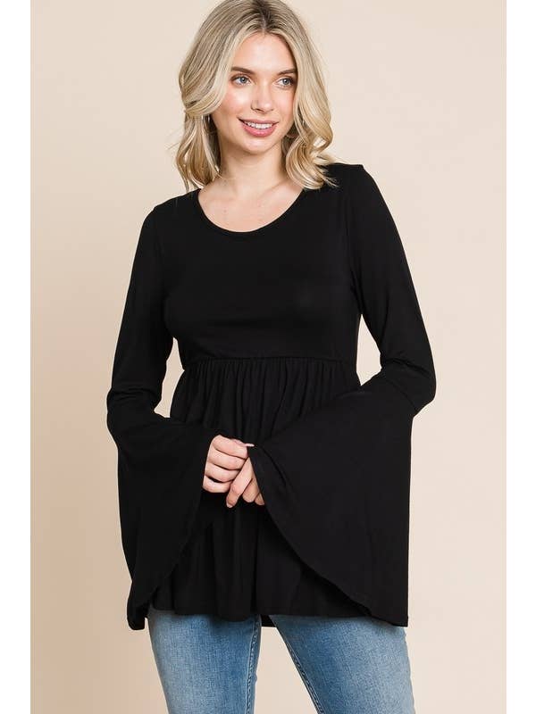 MYS Wholesale Inc - Wholesale Tunic - Women's - Bell Sleeve Scoop Neck Tie Back Top