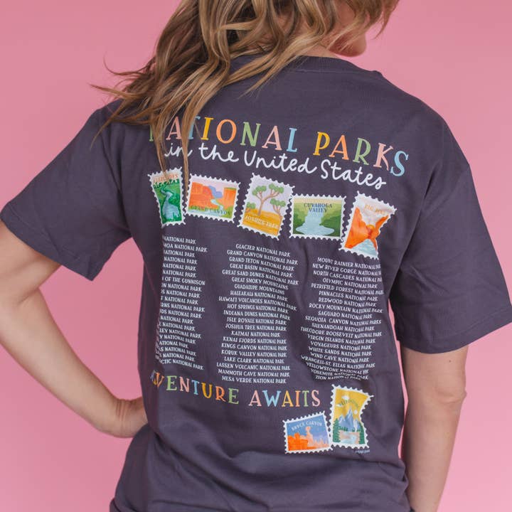 Pippi Post - Wholesale Screen Printed T-Shirt - Women's - I Love National Parks - Pippi Tee - Dark Gray