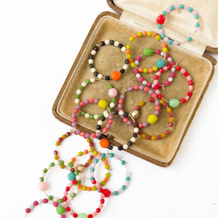 Colorful Gold Filled Hoops with Beads for wholesale by Nest Pretty Things