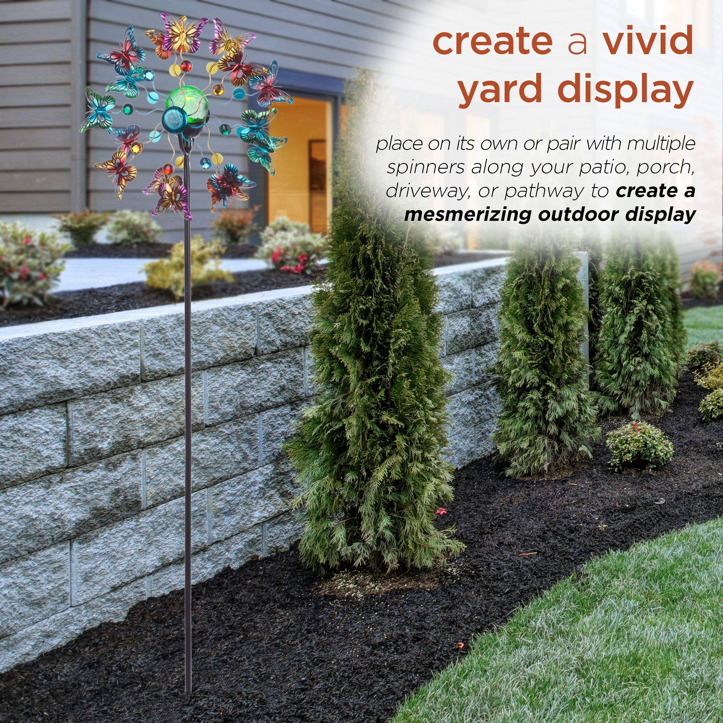 Alpine Corporation - Wholesale Wind Spinner - Alpine Corporation Solar Butterfly Wind Spinner Stake4