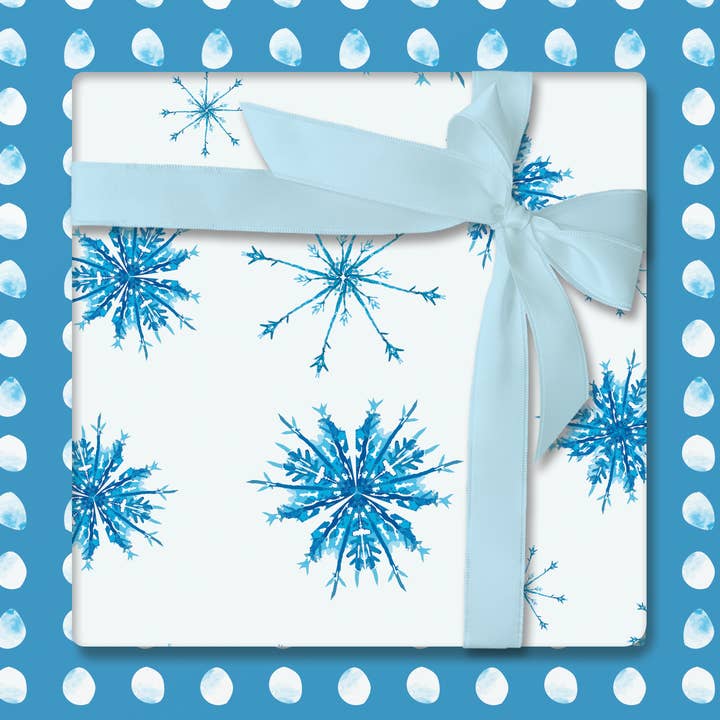 Ballard & Prescott - Vente Feuille de papier cadeau - Papier Cadeau Flocon de Neige Bleu - Emballage Cadeau de Noël4