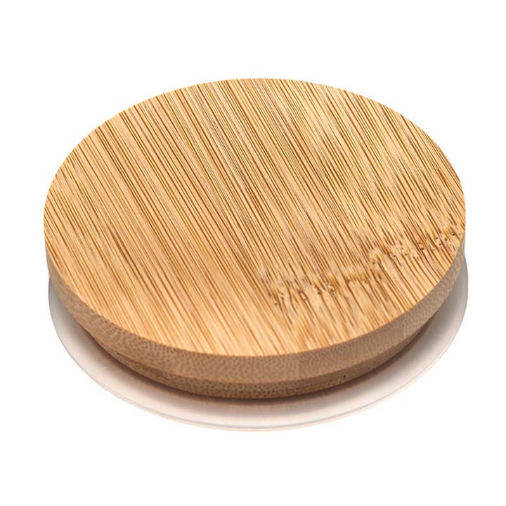 Bamboo lid for glass tumbler for wholesale by Black Dog Candles