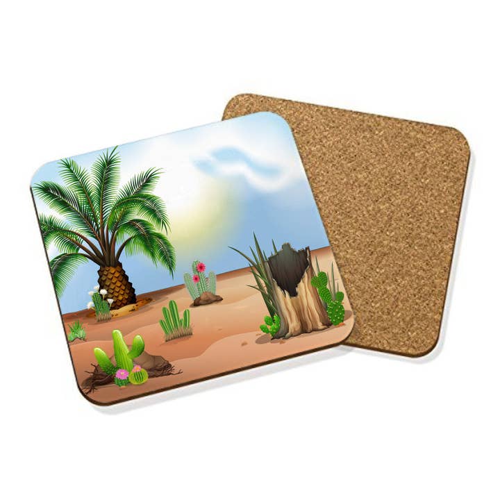 Palm Trees and Cactus Coaster Set for wholesale by Almcleary