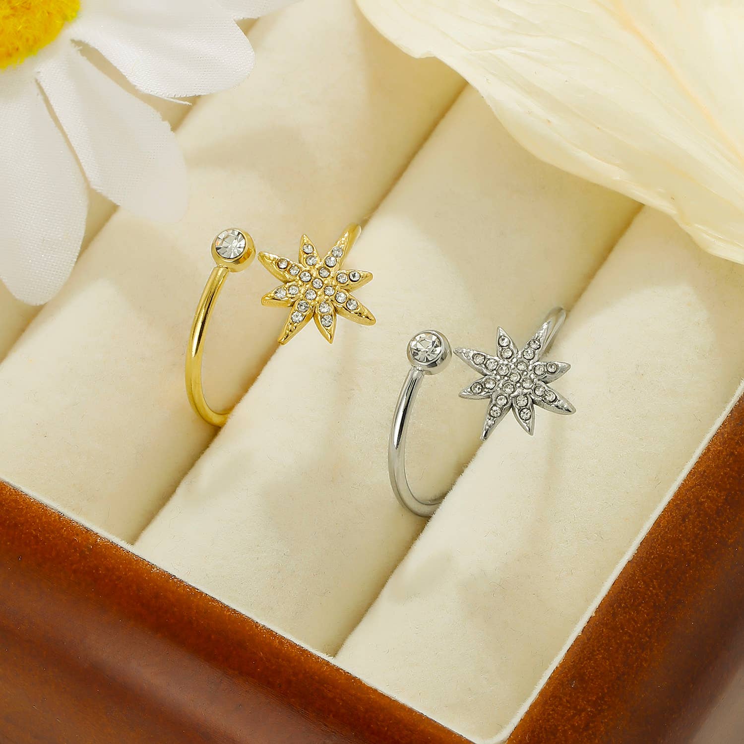 Kapyco - Vendita all'ingrosso Anelli multipietra - Anello stella del nord con strass in acciaio inossidabile - BG3102552