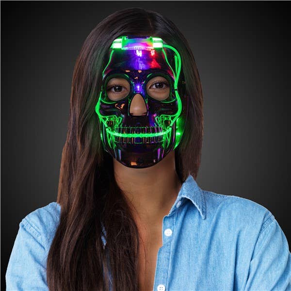 Windy City Novelties - Wholesale Costume - Unisex - LED Skull Mask with Multi-Color Lights1