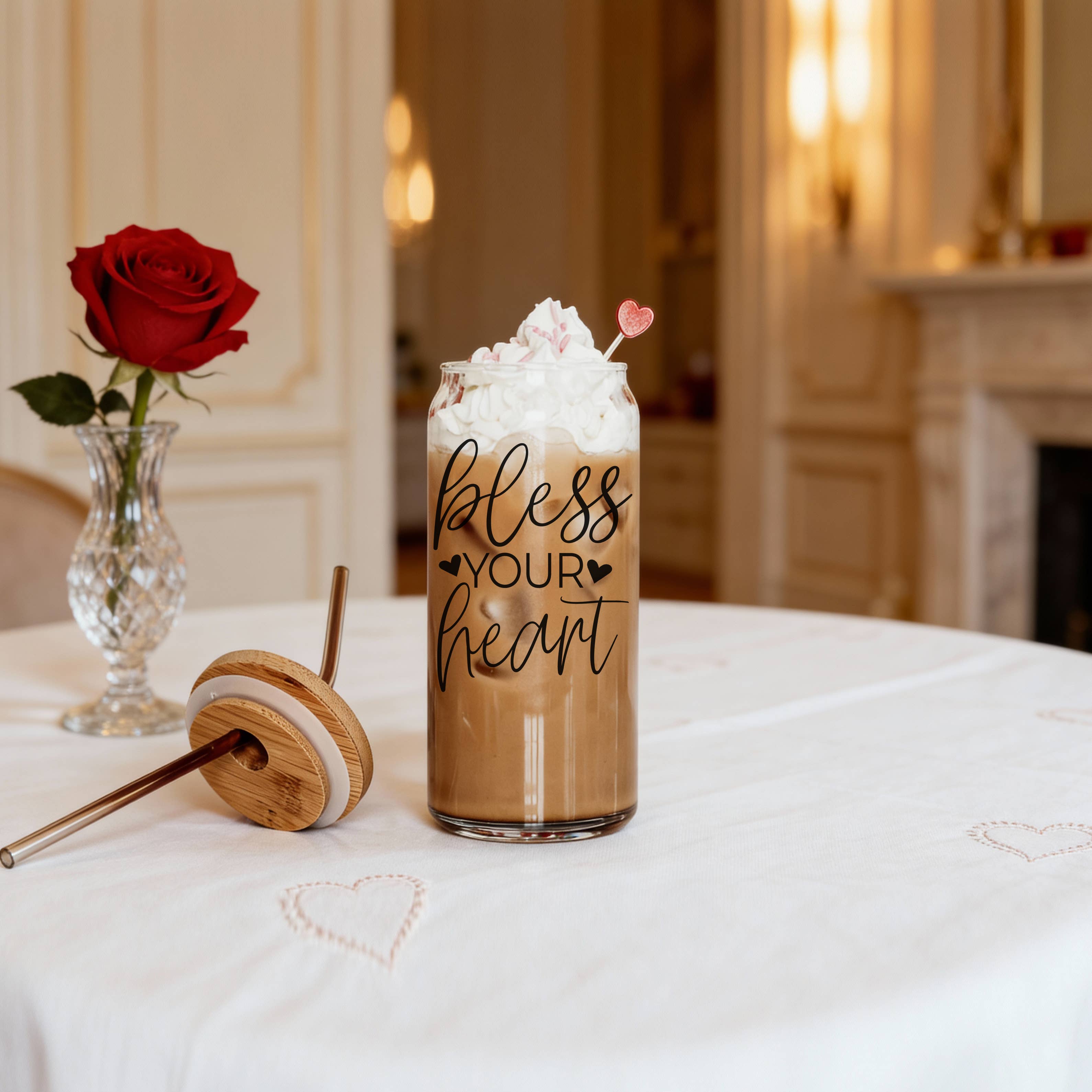 Gia Roma - Wholesale Coffee Mug - Valentines Glass Tumblers Heart Smiley, Galentines Gift Idea39