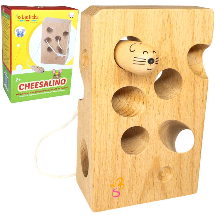 Wooden Cheese Lacing Montessori Activity Toy for Toddlers for wholesale by EXTASTICKS