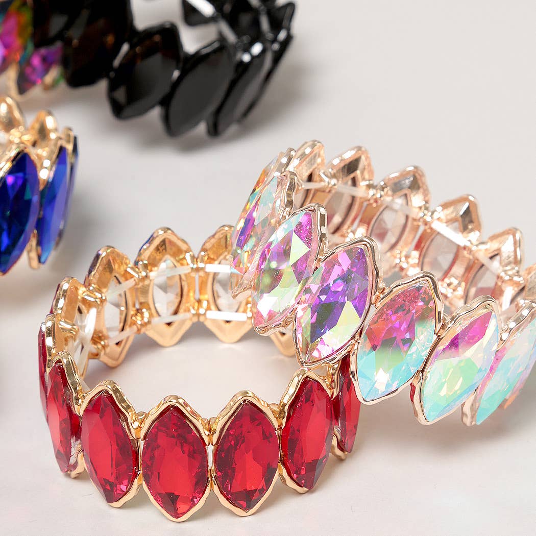 Fashion City - Vente Bracelet de perles - Bracelet élastique en forme de pierre de verre à maillons5