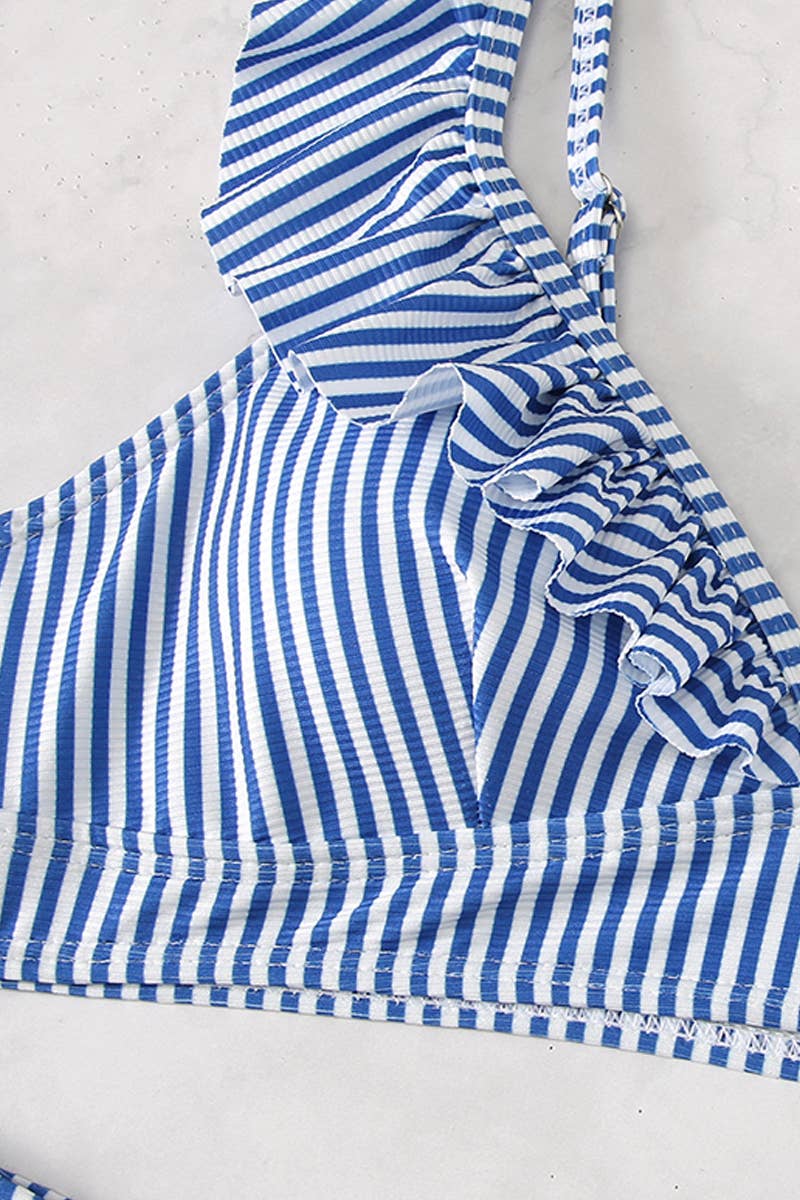 NINEXIS - Wholesale Two Piece Swimsuit - Women's - CWMW0794_STRIPED HIGH WAISTED V-NECK RUFFLED SWIMSUIT7