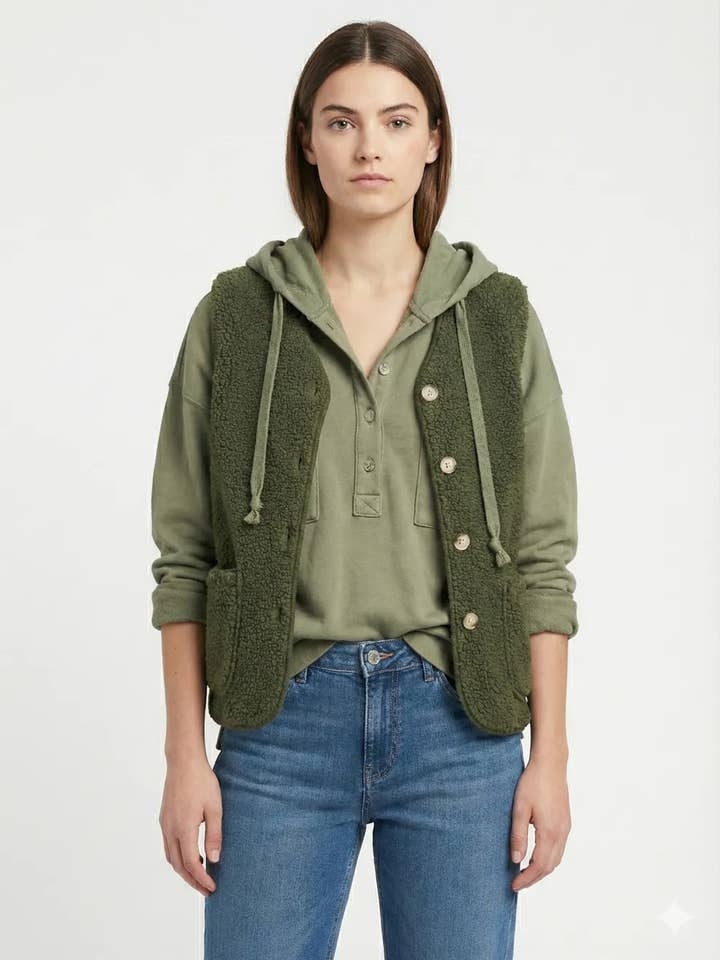 Mimi & Gogo - Wholesale Hoodie - Dames - Mimi & Gogo katoenen hoodie met zakken en knoopsluiting25