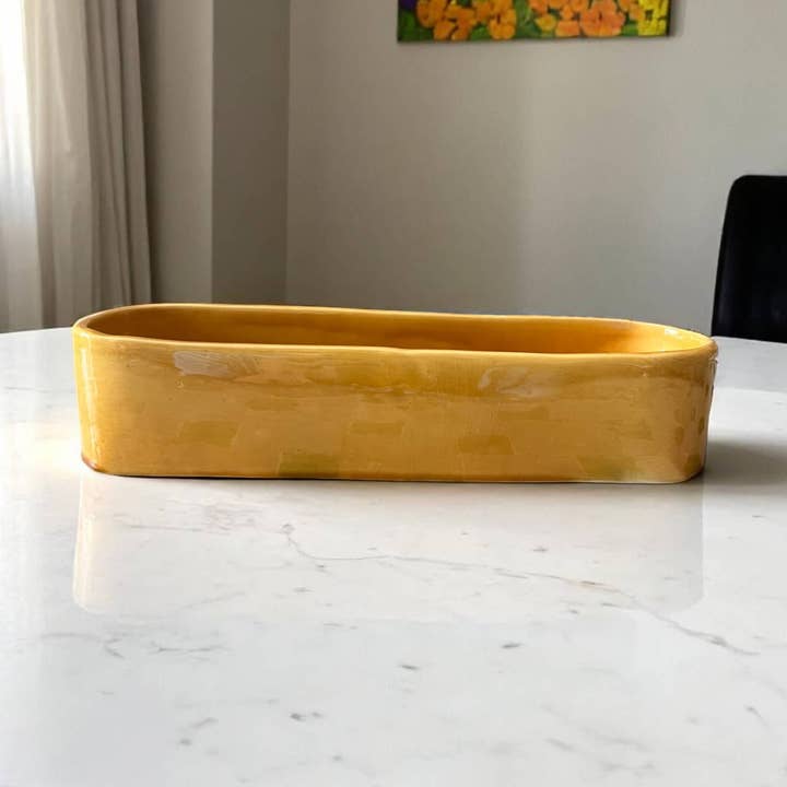 Handmade Yellow Glazed Serving Dish / Trough for wholesale by Moroccantastics