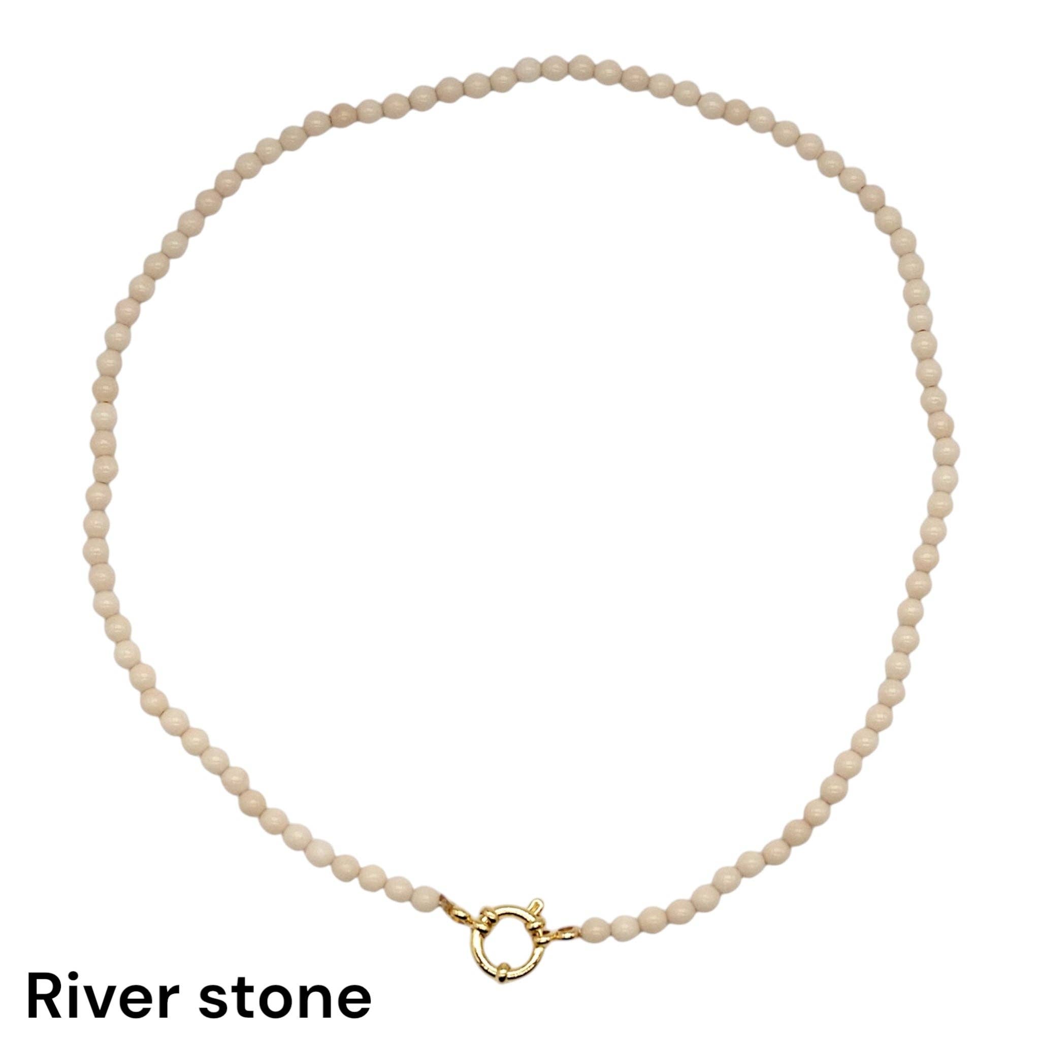 Foliesbijoux - Wholesale Beaded/Pearl Necklace - 43 cm 4 mm necklace with gold-plated stainless steel buoy clasp (20 stones available)18