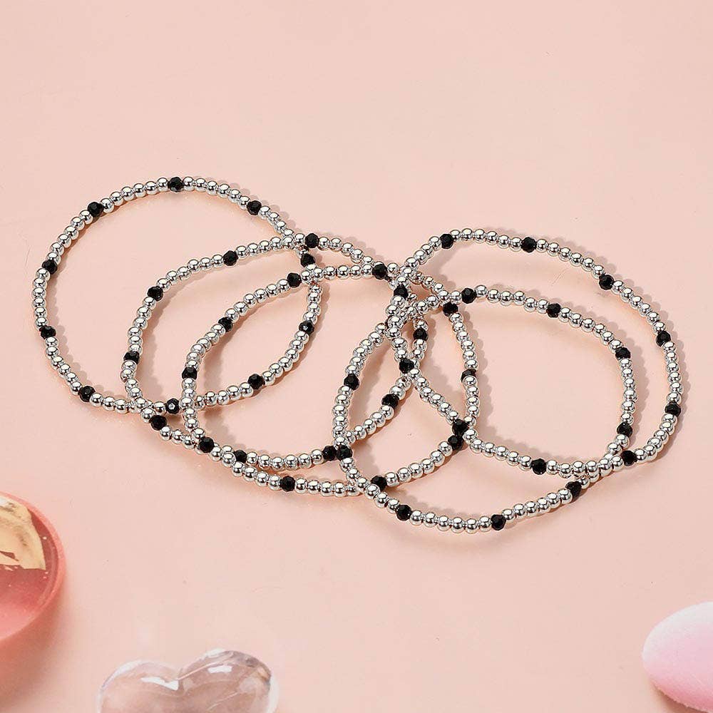 Sensibling Corp. - Wholesale Jewelry Set - 5PCS - Skinny Beaded Stretch Multi Layered Bracelets13