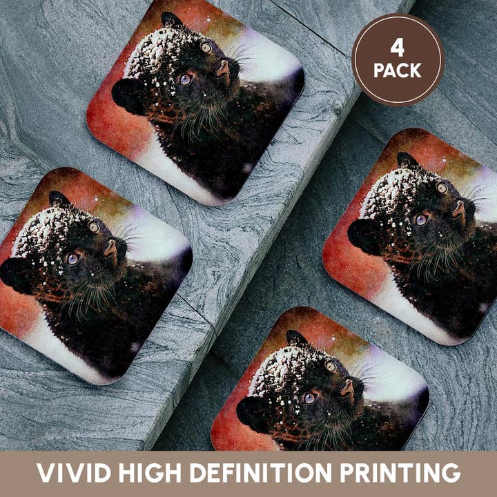 3dRose - Wholesale Coasters - 3dRose, Baby Panther Image Of Watercolor Painting, Coaster12