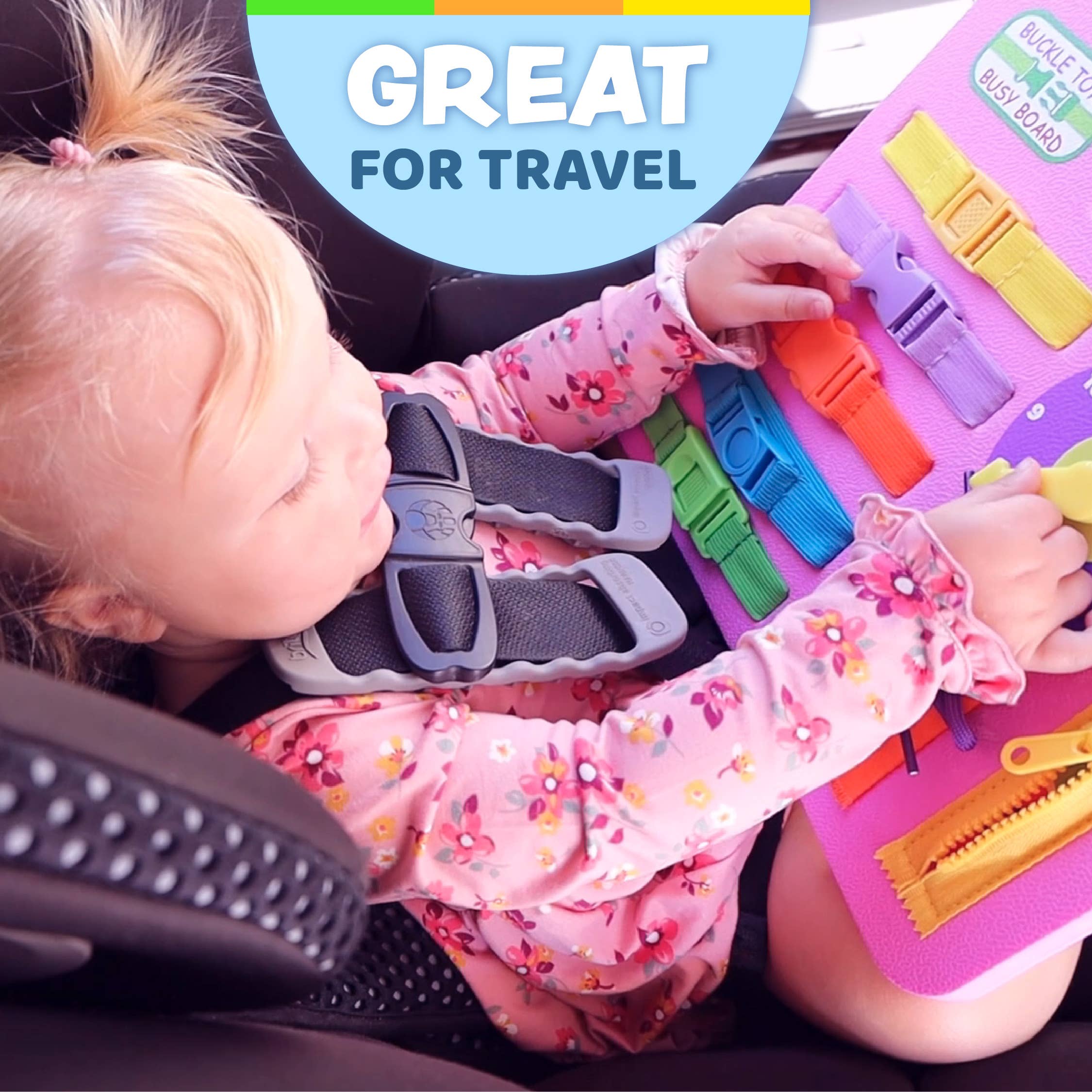 Buckle Toys - Wholesale Toy Set - Kids - Busy Board Pink3