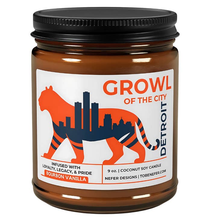Growl of the City | Detroit Legacy Game Day Candle for wholesale by Nefer Designer Candles & Home Decor