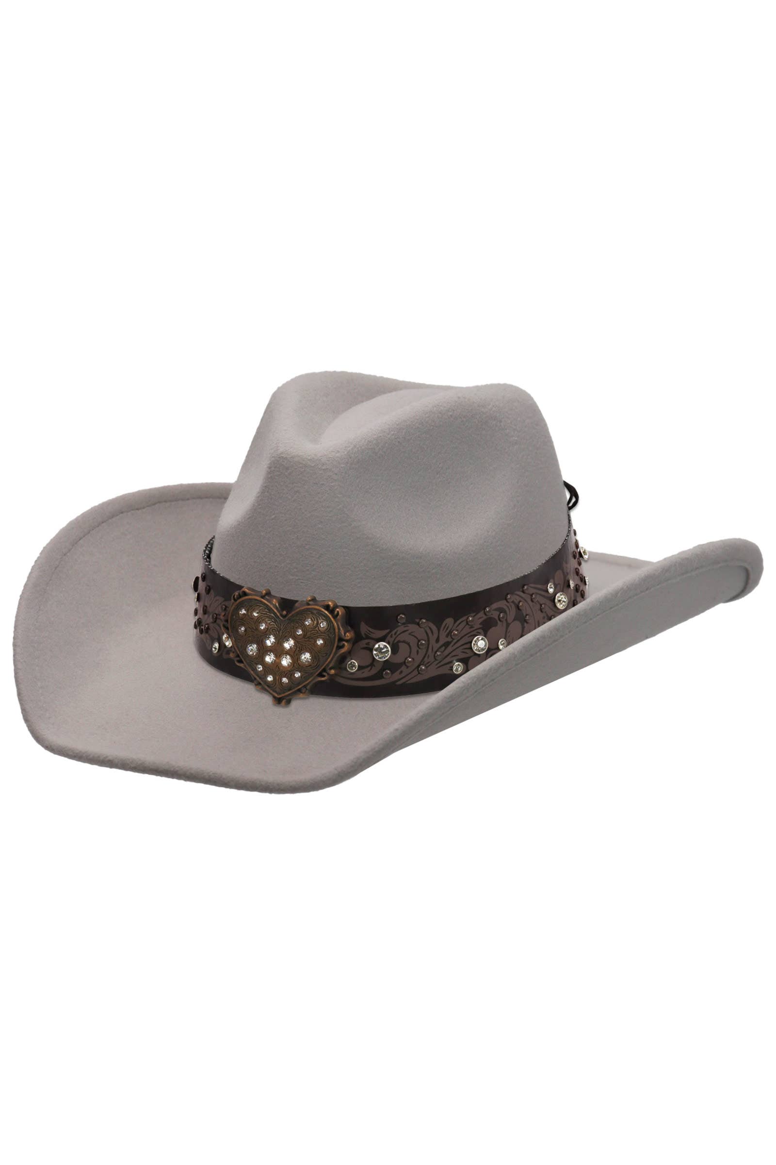 Cap Zone - Venta al por mayor Sombrero cowboy - Unisex - Sombrero vaquero de fieltro con cinturón de strass en forma de corazón7
