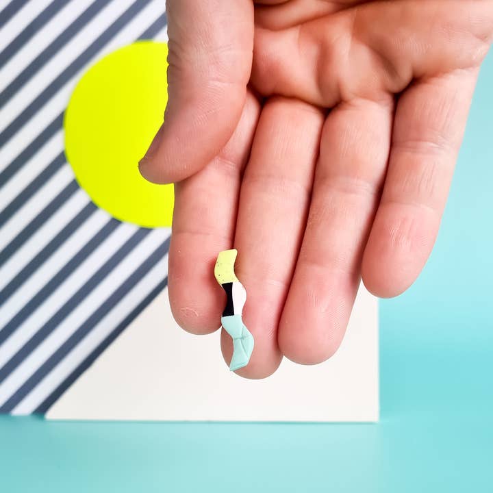 Mono - Wholesale Dangle Earrings - neon yellow and mint handmade polymer clay earrings18