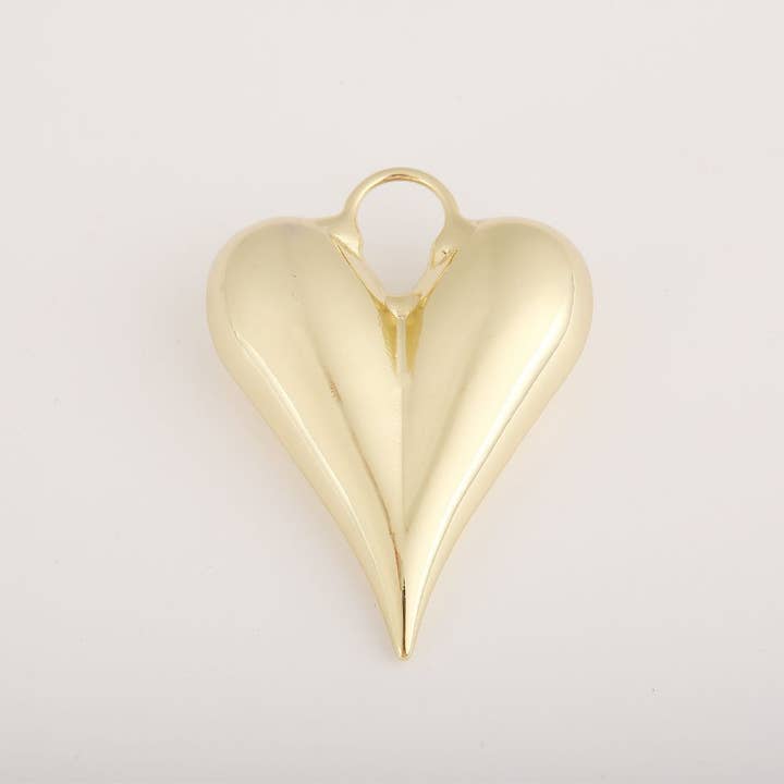 Beads Creation - Wholesale Individual Charm/Pendant - Puffy Heart Charms in Gold Filled and Shiny Silver, CP20262