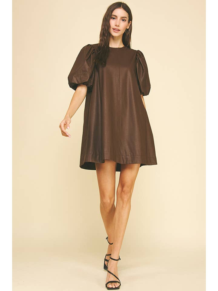 PINCH - Wholesale Dress - Women's - PU LEATHER TUNIC DRESS - 6514D6