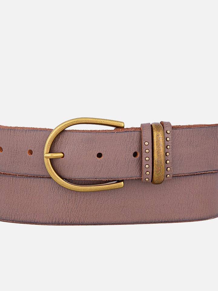 Norine | Gold Buckle Stud Full Grain Leather Belt Women for wholesale by Amsterdam Heritage Leather Belts, Bags, Jackets & Apparel