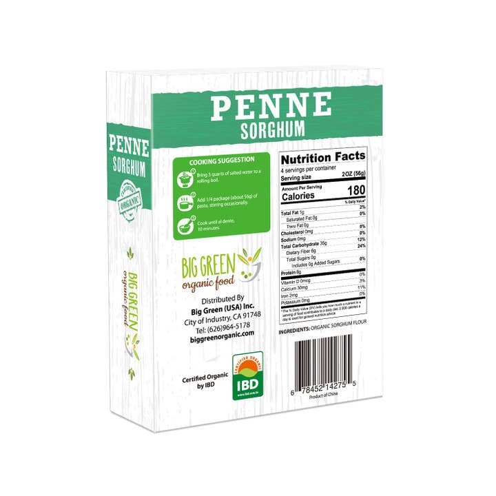 Big Green Organic Food - Vente Pâtes - Penne au sorgho Bio