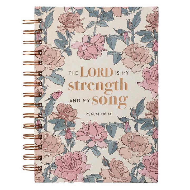 My Strength and My Song Pink Rose Wirebound Journal - Psalm for wholesale by Christian Art Gifts