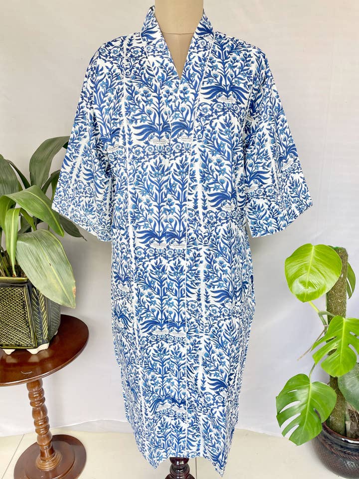 The Eastern Loom – wholesale Kimono - Dam – Boho Robe Sommar Kimono Ren Bomull Lounging Damkläder1